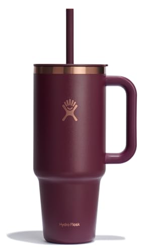 Hydro Flask 40 Oz Travel Tumbler - Insulated Stainless Steel in Black Cherry Rose Gold Maroon