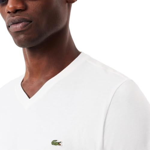 Lacoste Men's Short Sleeve V-Neck Pima Cotton Jersey T-Shirt - White, X-Large - Image 2