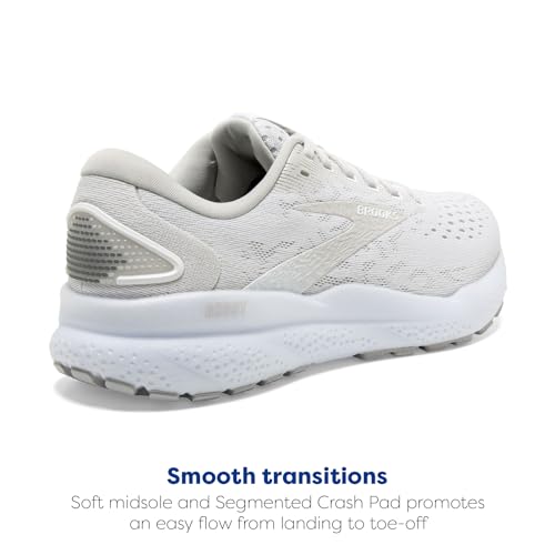 Brooks Women’s Ghost 16 Neutral Running Shoe - White/Grey - Size 8.5 - Image 3