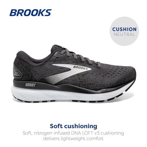 Brooks Men’s Ghost 16 Neutral Running Shoe - Black/Grey/White 13 Medium - Image 2