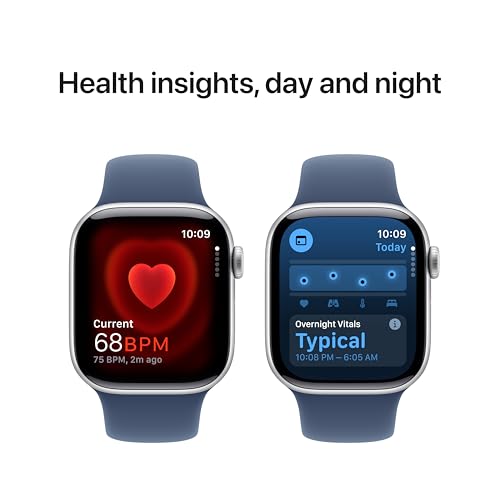 Apple Watch Series 10 GPS Smartwatch with Silver Aluminium Case & Denim Sport Band - Image 6