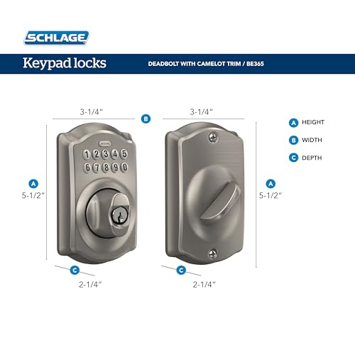 SCHLAGE BE365 CAM 622 Keypad Electronic Deadbolt, Matte Black - Image 3