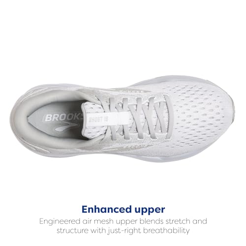 Brooks Women’s Ghost 16 Neutral Running Shoe - White/Grey - Size 8.5 - Image 4