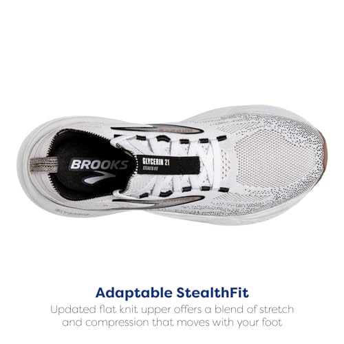 Brooks Women’s Glycerin Stealthfit 21 Neutral Running Shoe - White/Grey/Black - Image 4