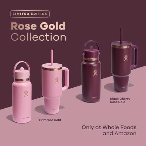Hydro Flask 40 Oz Travel Tumbler - Insulated Stainless Steel in Black Cherry Rose Gold Maroon - Image 3