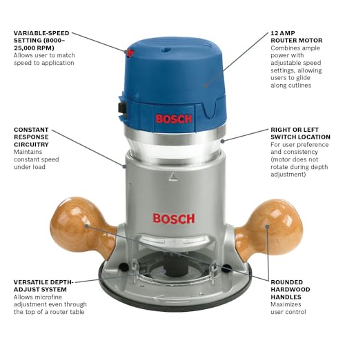 BOSCH 1617EVS Fixed-Base Router - 2.25 HP Variable Speed Motor - Image 2