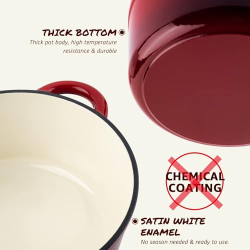 Overmont 5.5QT Cast Iron Dutch Oven for Versatile Cooking - Image 8