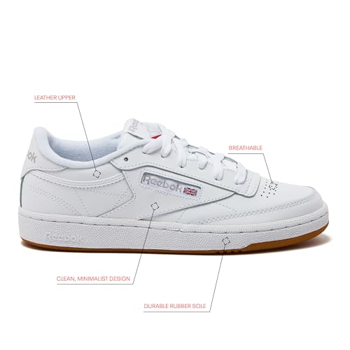 Reebok Women's Club C 85 Tennis Sneakers - White/Light Grey/Gum - Image 2