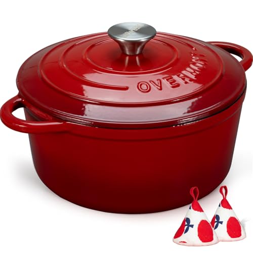 Overmont 5.5QT Cast Iron Dutch Oven for Versatile Cooking