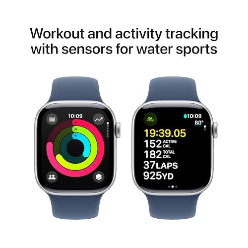 Apple Watch Series 10 GPS Smartwatch with Silver Aluminium Case & Denim Sport Band - Image 5