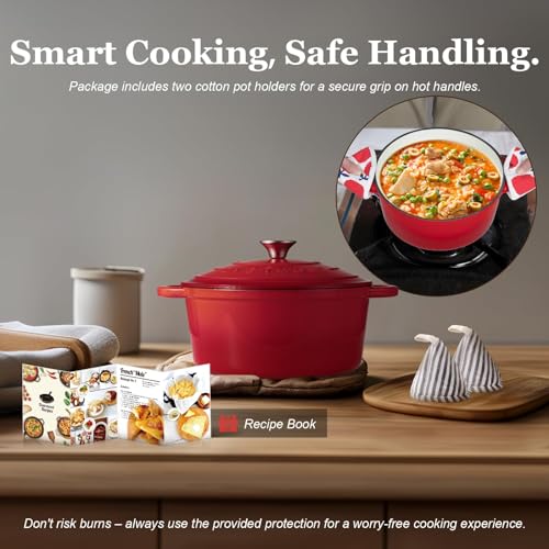 Overmont 5.5QT Cast Iron Dutch Oven for Versatile Cooking - Image 5