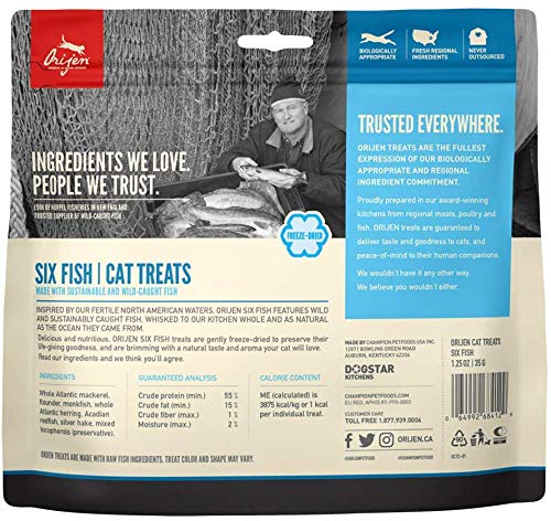 ORIJEN 3 Pack of Six Fish Freeze-Dried Cat Treats - Image 2