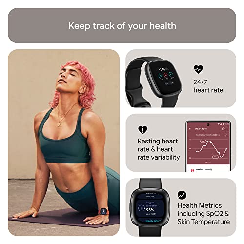 Fitbit Versa 4 Fitness Smartwatch - Black/Graphite - Image 4