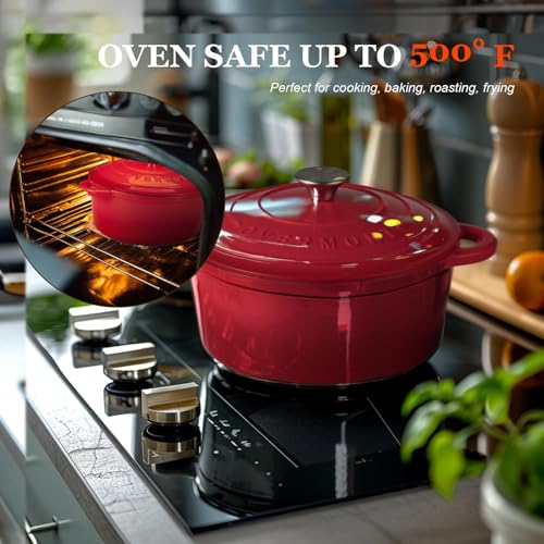 Overmont 5.5QT Cast Iron Dutch Oven for Versatile Cooking - Image 2