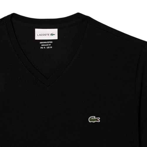 Lacoste Men's Short Sleeve V-Neck Pima Cotton T-Shirt - Black, Medium - Image 9