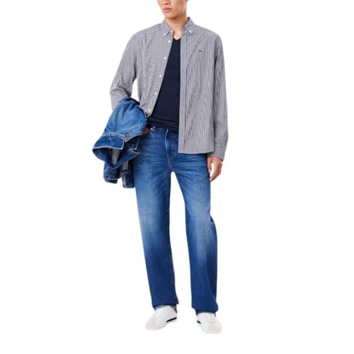 Lacoste Men's V-Neck Pima Cotton Tee in Navy, Medium - Image 7