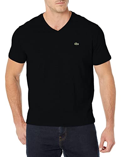 Lacoste Men's Short Sleeve V-Neck Pima Cotton T-Shirt - Black, Medium