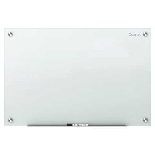 Quartet Magnetic Glass Dry Erase White Board, Frameless 24'' x 18''