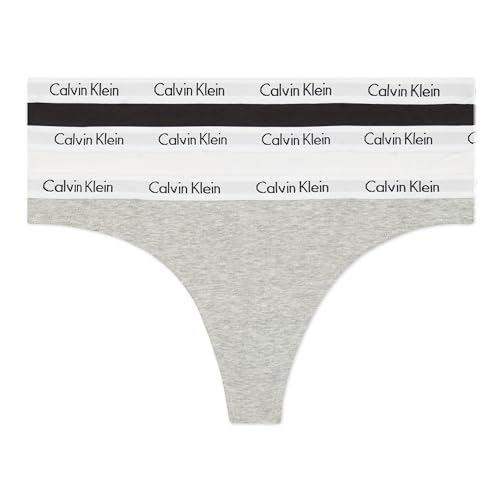 Calvin Klein Women's 3 Pack Carousel Thong Panty - Black/White/Grey Heather