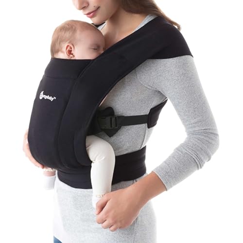Ergobaby Embrace Baby Wrap Carrier - Pure Black, Cozy & Compact