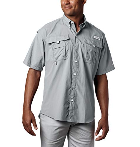 Columbia Men's Bahama II Short Sleeve PFG Fishing Shirt, Cool Grey, Large