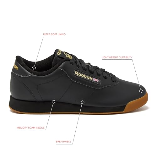 Reebok Women's Princess Wide Fashion Shoes – Black/Gum, Size 8 M US - Image 3