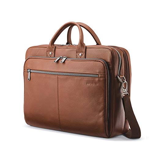 Samsonite Leather Toploader Briefcase - Cognac