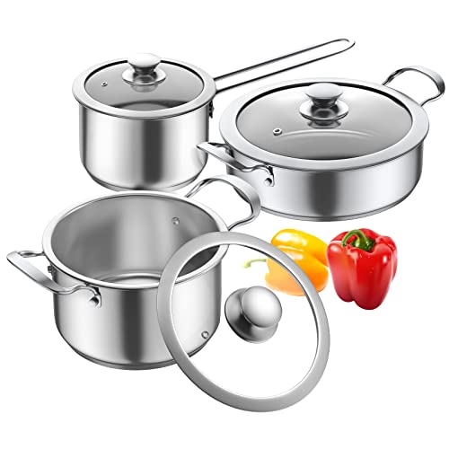 Aufranc 6-Piece Nonstick Stainless Steel Cookware Set
