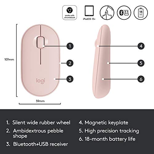 Logitech Pebble Wireless Mouse - Pink Rose - Image 7