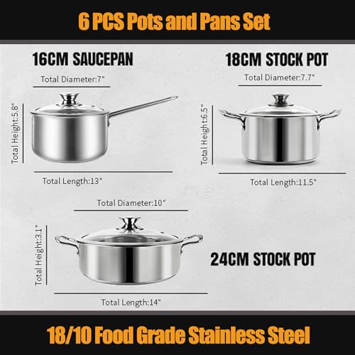 Aufranc 6-Piece Nonstick Stainless Steel Cookware Set - Image 2