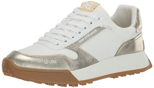 Sam Edelman Layla Retro Sneakers in Off-White & Gold