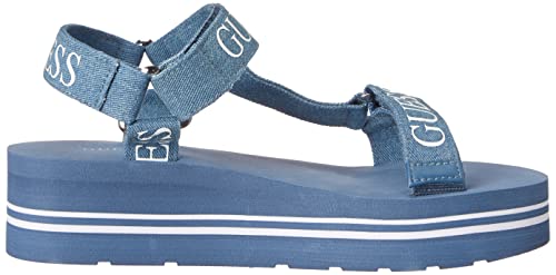 GUESS Women's AVIN Wedge Sandal - Blue+White Denim, Size 6 - Image 6