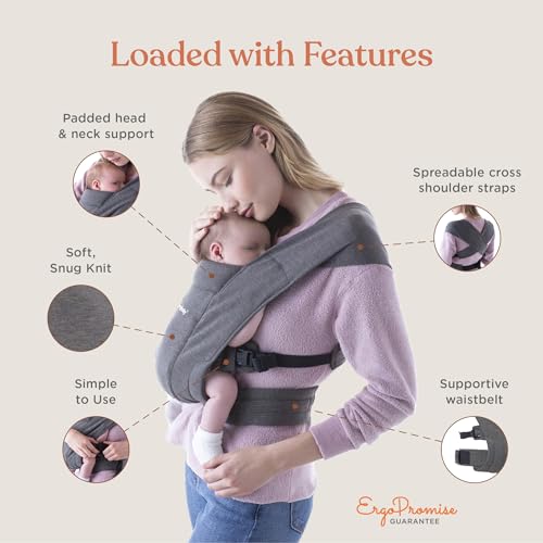 Ergobaby Embrace Baby Wrap Carrier - Pure Black, Cozy & Compact - Image 4