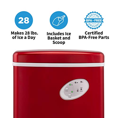 Newair Bullet Ice Machine - 28 lbs/Day Portable Ice Maker in Red - Image 3
