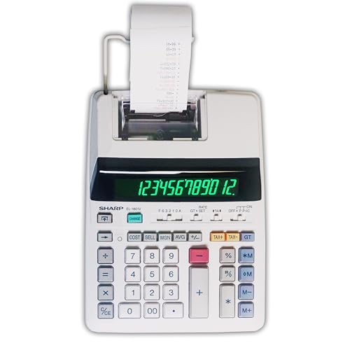 Sharper Image 12-Digit Printing Calculator with Fluorescent Display
