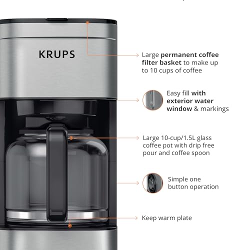 KRUPS 10-Cup Drip Coffee Maker - Sleek & Smart Design - Image 6