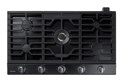 Samsung 36" Smart Gas Cooktop with Powerful Burner, Wi-Fi, & Illuminated Knobs