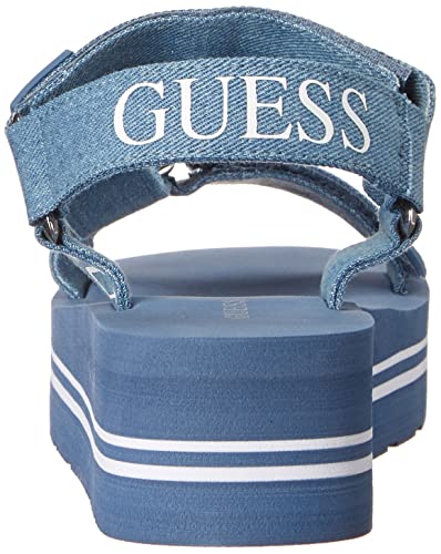 GUESS Women's AVIN Wedge Sandal - Blue+White Denim, Size 6 - Image 3