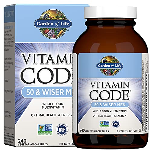 Garden of Life Vitamin Code 50 & Wiser Multivitamin for Men, 240 Capsules