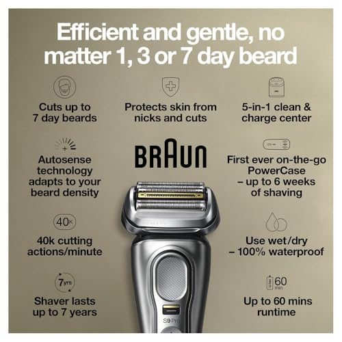 Braun Series 9 Pro Electric Razor for Men - Wet & Dry Shaver with Charging Case - Image 3