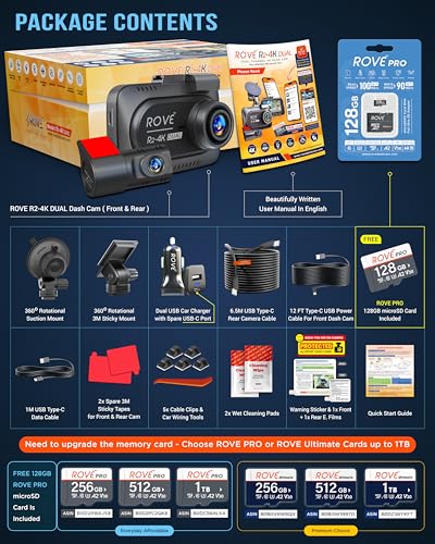 ROVE R2-4K Dual Dash Cam with STARVIS 2 Sensor & Free 128GB Card - Image 6