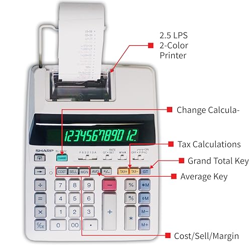 Sharper Image 12-Digit Printing Calculator with Fluorescent Display - Image 4