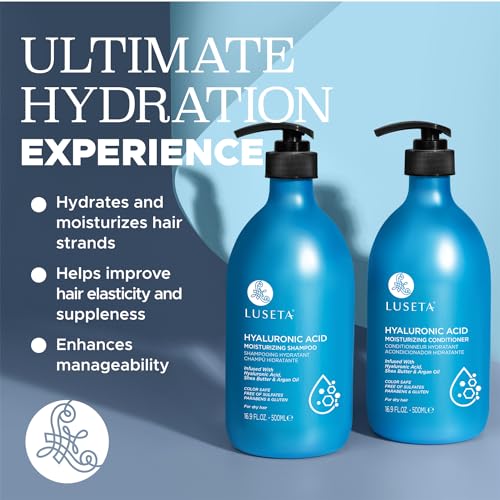 Luseta Hyaluronic Acid Shampoo & Conditioner Set, Sulfate-Free & Paraben-Free, 2x16.9oz - Image 3
