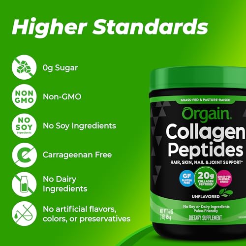 Orgain Hydrolyzed Collagen Peptides Powder - 20g Grass Fed Collagen - Image 5