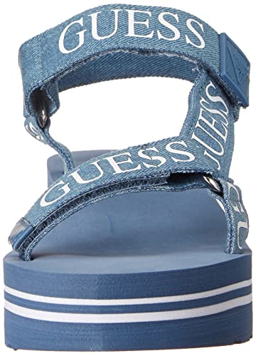 GUESS Women's AVIN Wedge Sandal - Blue+White Denim, Size 6 - Image 2