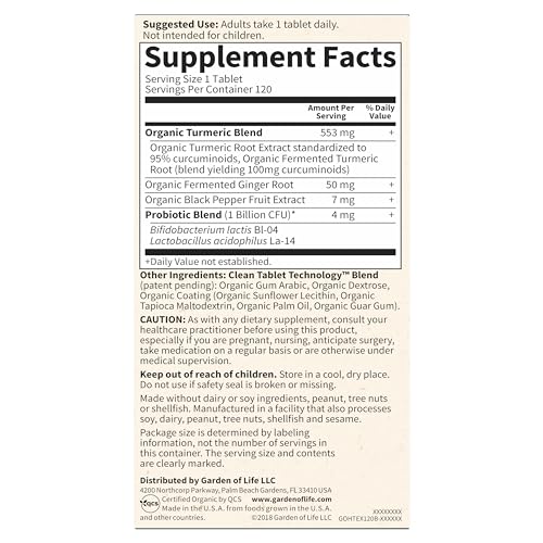 Garden of Life Extra Strength Turmeric - 120 Tablets - Image 10