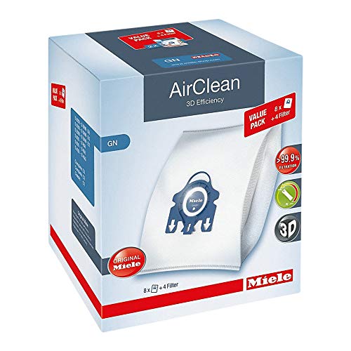 Miele AirClean 3D Efficiency Dust Bag XL Pack – 8 Bags & 4 Filters