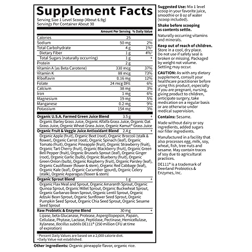 Garden of Life Green Superfood Powder - Organic & Stevia-Free, 30 Servings - Image 5